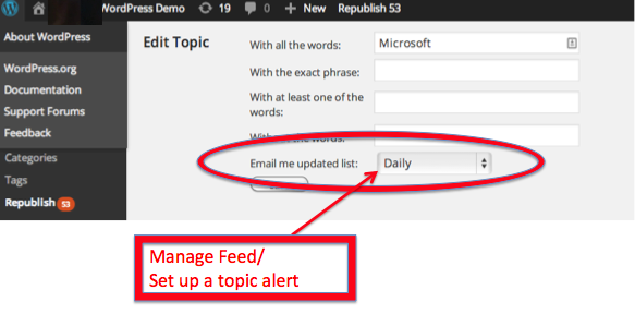 manage a feed and set up topic alerts